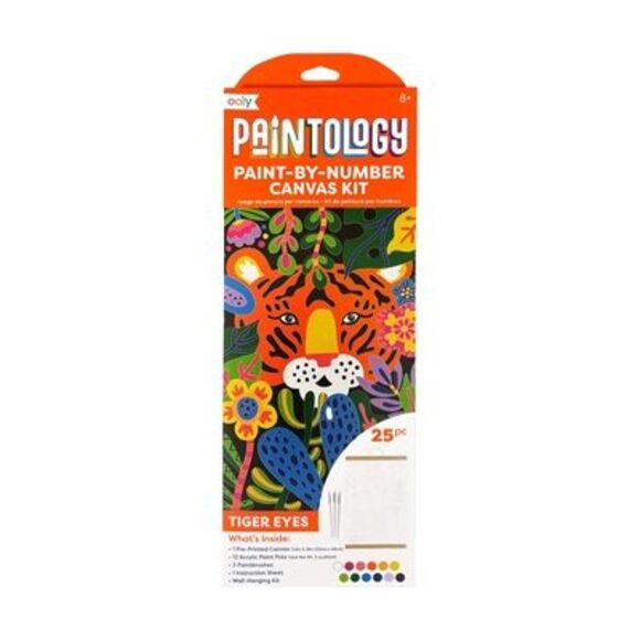 Paintology Paint by Number Canvas Kit - Tiger Eyes (25 PC Set) -- Ooly - Picture 1 of 1